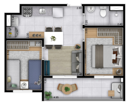 2 Dorms (43,34m)