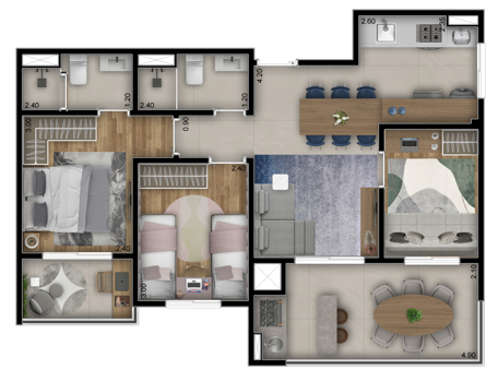 3 Dorms (67m)